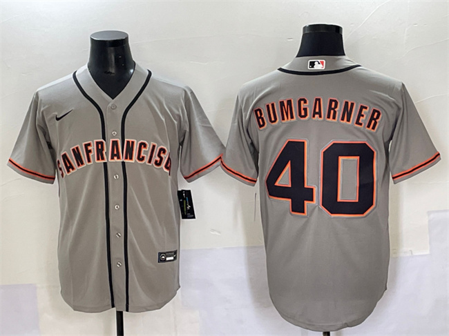 Men's San Francisco Giants #40 Madison Bumgarner Grey Cool Base Stitched Baseball Jersey